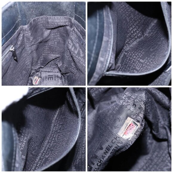 CHANEL Choco Bar COCO Mark Hand Bag Canvas Black Silver - Picture 15 of 16